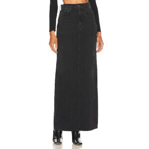 Grlfrnd Amara Black Maxi Pencil Skirt With Back Slit Size 23 - NWT